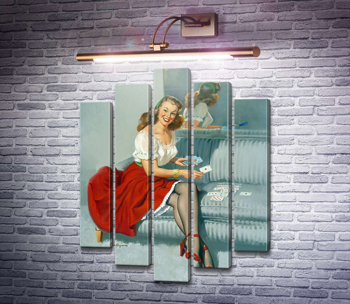 Модульная картина Туз червей (Модуль №4) Джил Элвгрен (Gil Elvgren)