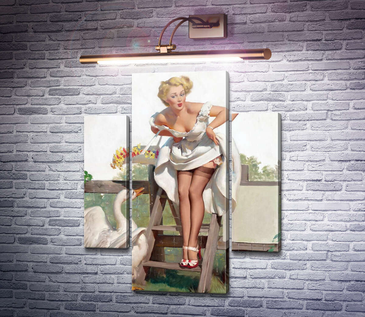 Модульная картина Девушка и гусь (Модуль №5) Джил Элвгрен (Gil Elvgren) Модульная картина Девушка и гусь (Модуль №5) Джил Элвгрен (Gil Elvgren)
