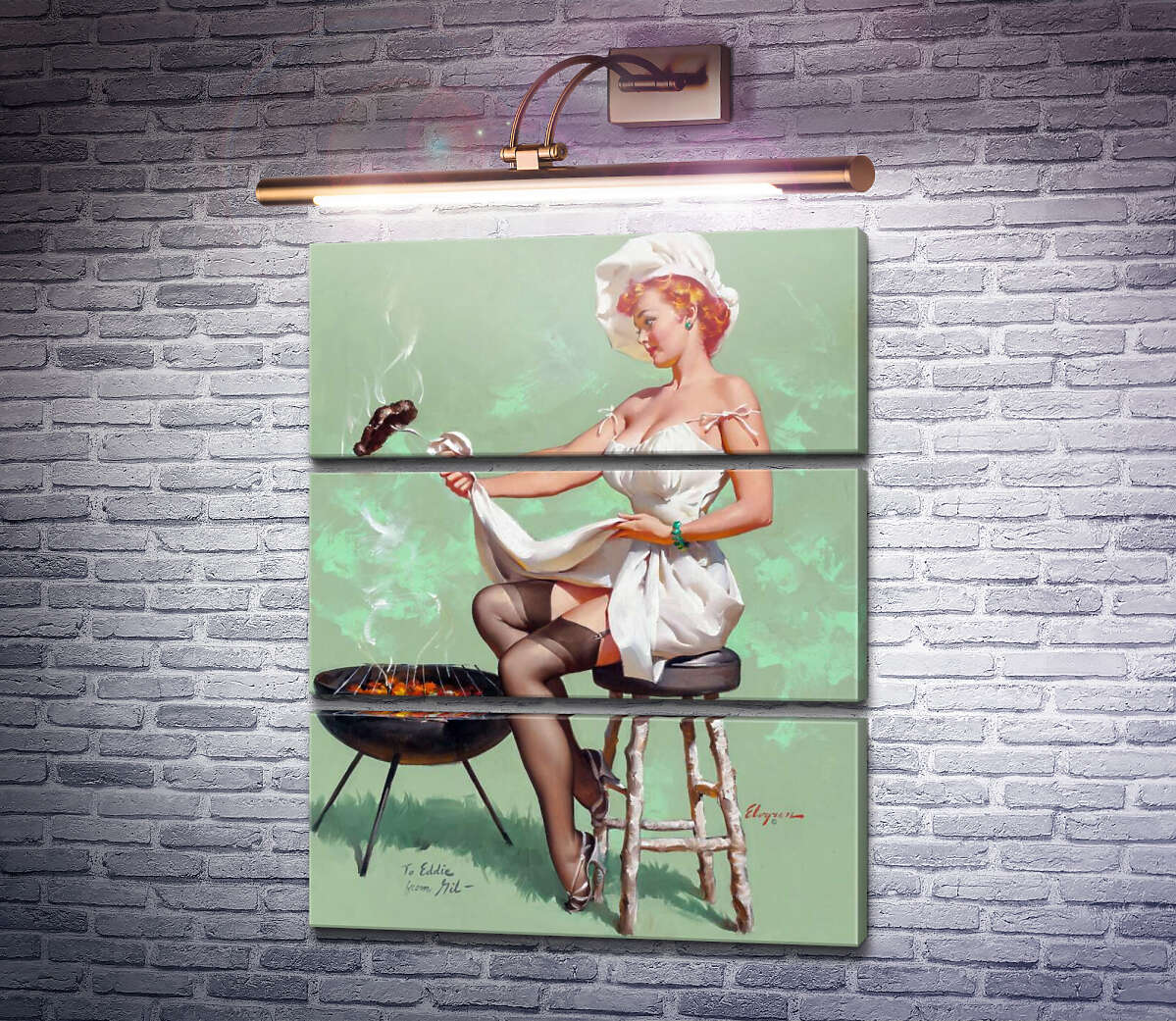 Модульная картина Большой стейк (Модуль №15) Джил Элвгрен (Gil Elvgren)