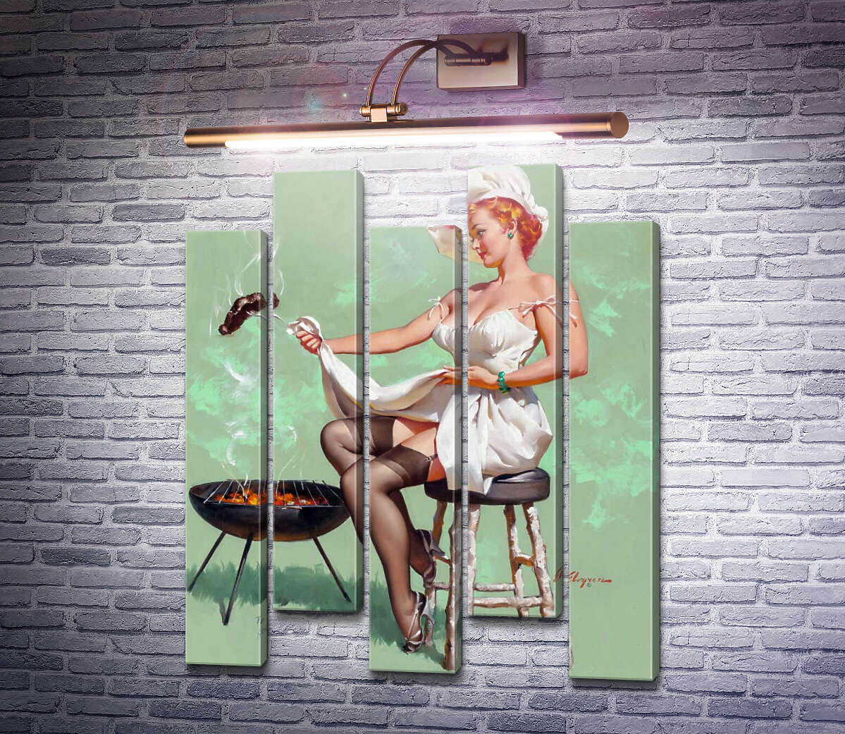 Модульная картина Большой стейк (Модуль №30) Джил Элвгрен (Gil Elvgren)