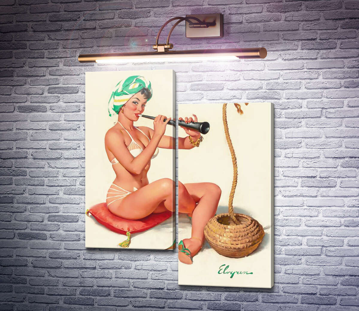 Модульная картина Очаровательный трюк (Модуль №9) Джил Элвгрен (Gil Elvgren)