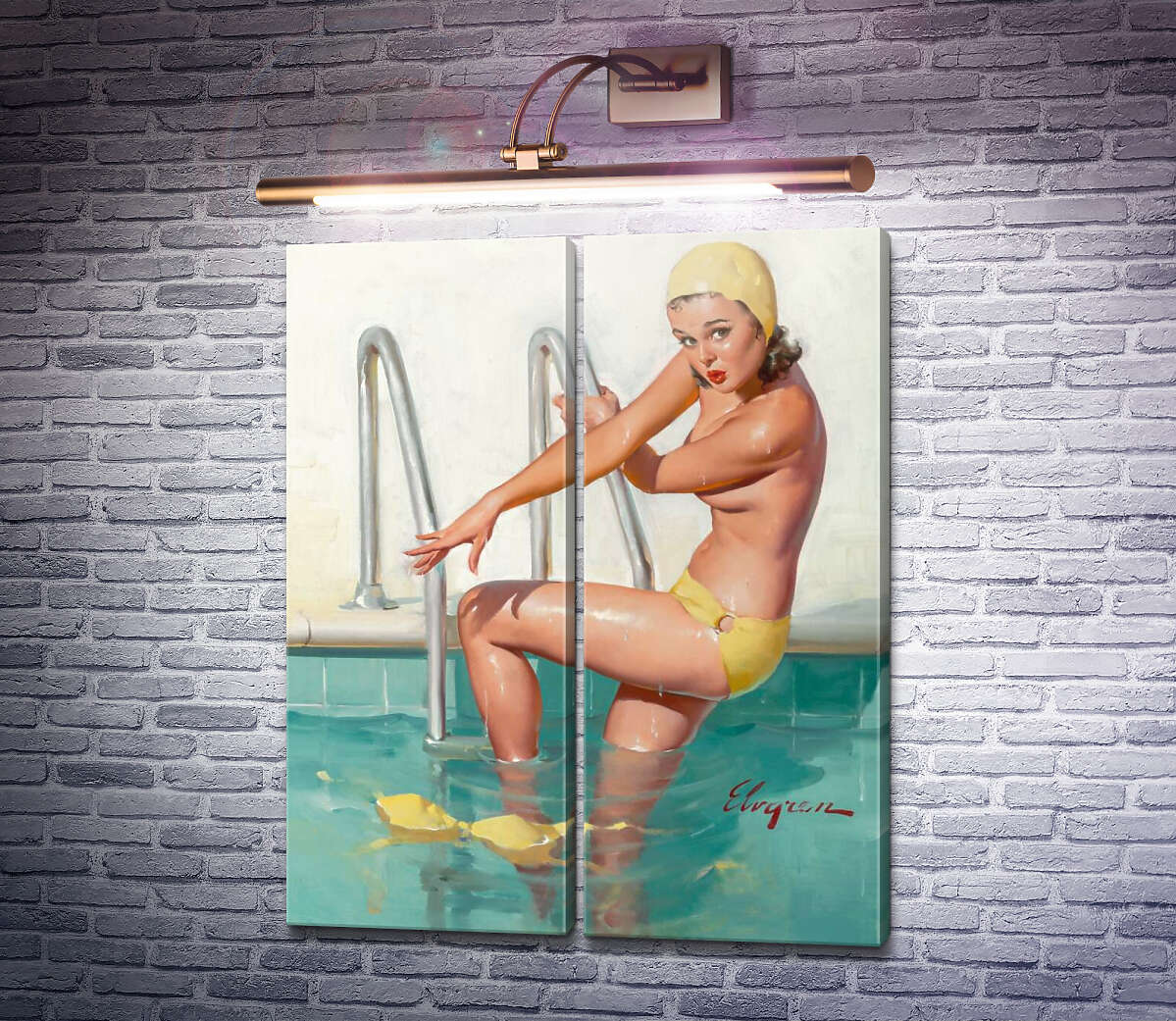 Модульная картина Девушка с обложки (Модуль №6) Джил Элвгрен (Gil Elvgren)