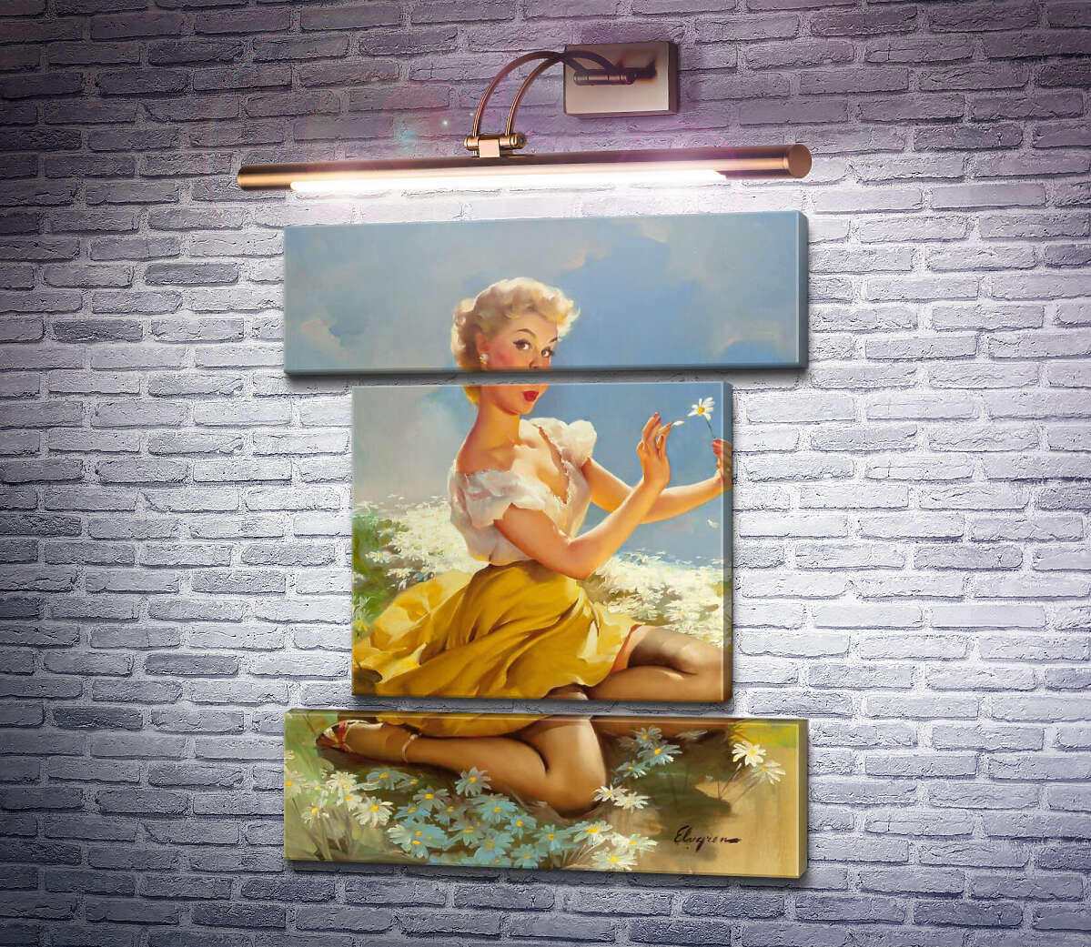 Модульна картина Любить - не любить (Модуль №18) Джил Елвгрен (Gil Elvgren)