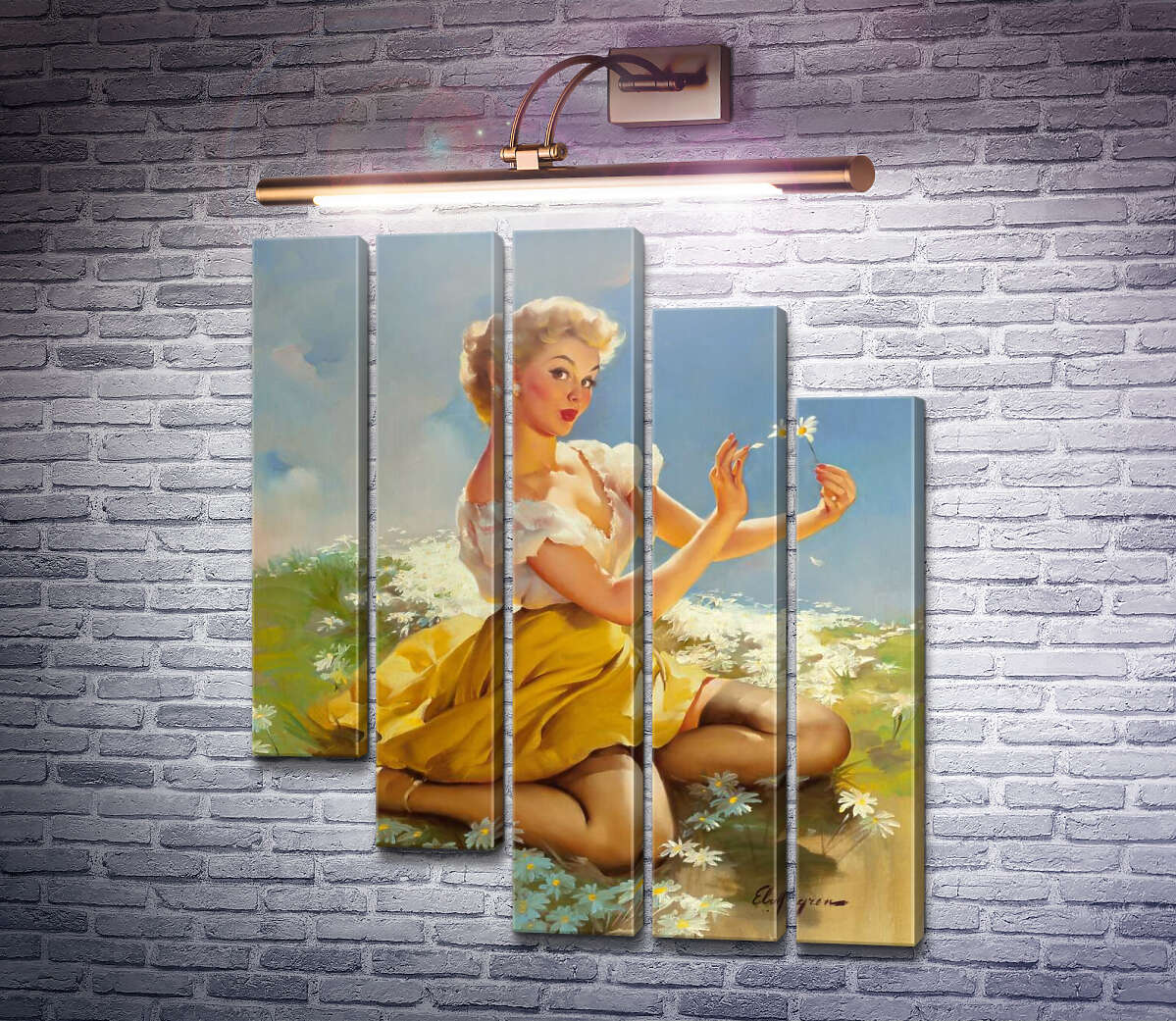 Модульна картина Любить - не любить (Модуль №28) Джил Елвгрен (Gil Elvgren)