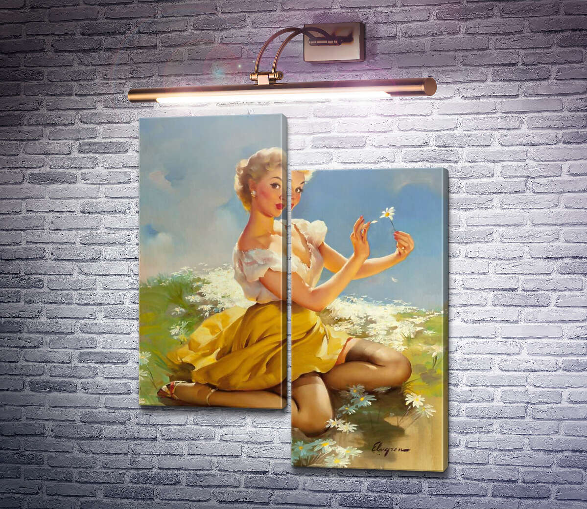 Модульная картина Любит - не любит (Модуль №9) Джил Элвгрен (Gil Elvgren)