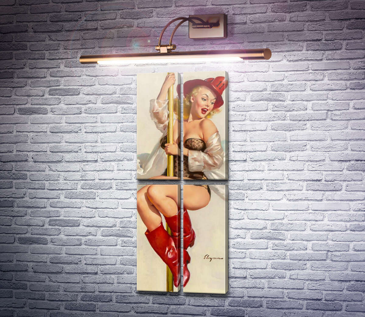 Модульна картина Прекрасна пожежниця (Модуль №25) Джил Елвгрен (Gil Elvgren)