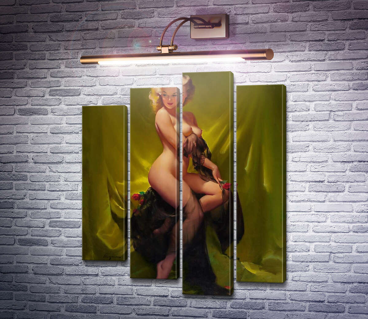 Модульна картина Золота краса (Модуль №3) Джил Елвгрен (Gil Elvgren)