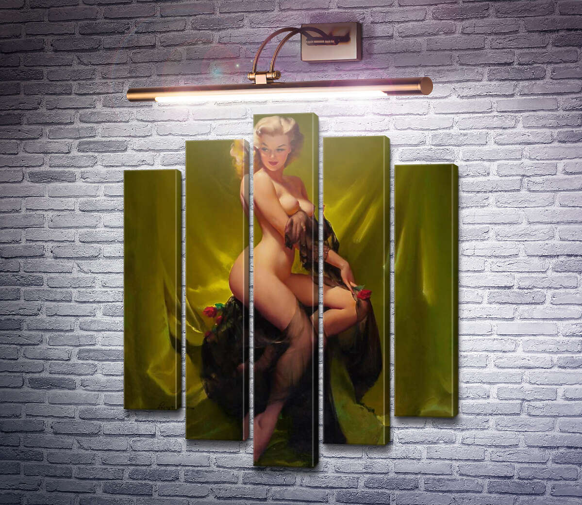 Модульная картина Золотая красота (Модуль №4) Джил Элвгрен (Gil Elvgren)