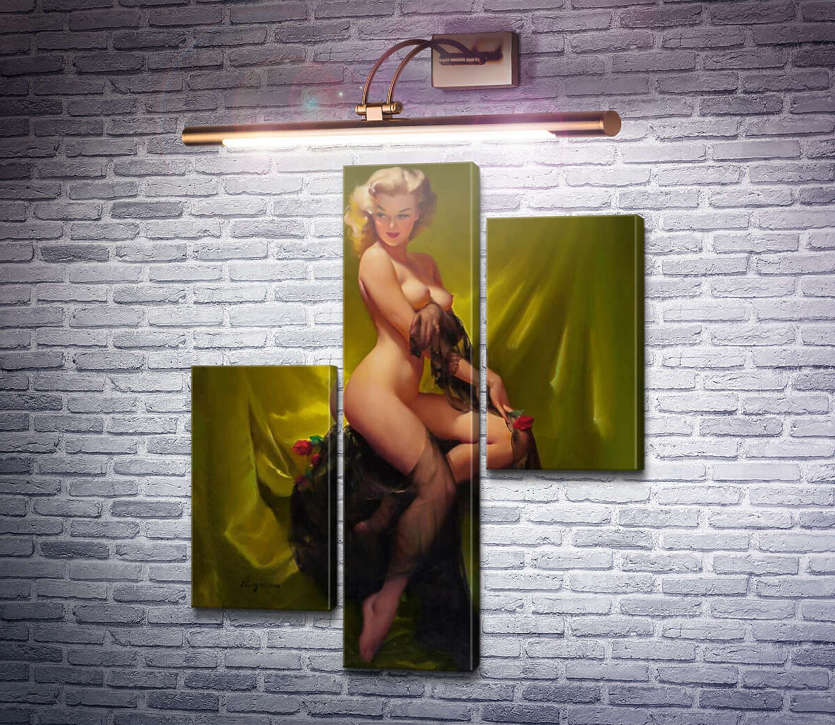 Модульная картина Золотая красота (Модуль №12) Джил Элвгрен (Gil Elvgren)