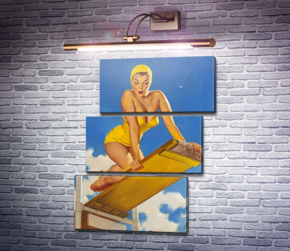 Модульная картина Высоко и страшно (Модуль №17) Джил Элвгрен (Gil Elvgren)