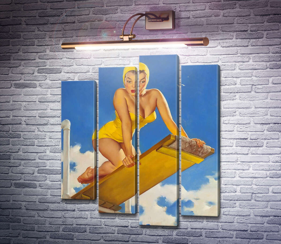 Модульна картина Високо і страшно (Модуль №3) Джил Елвгрен (Gil Elvgren)