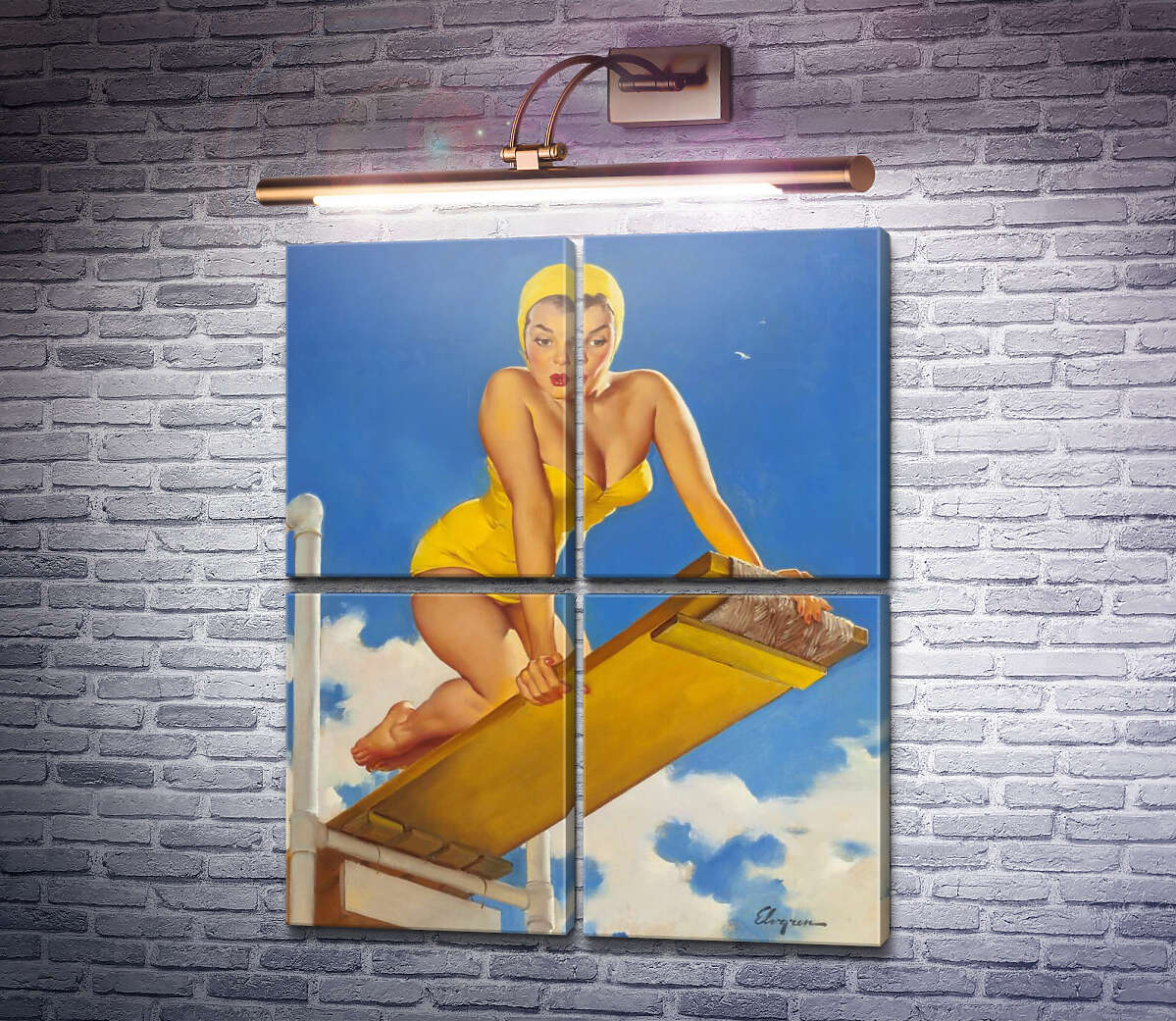 Модульна картина Високо і страшно (Модуль №25) Джил Елвгрен (Gil Elvgren)