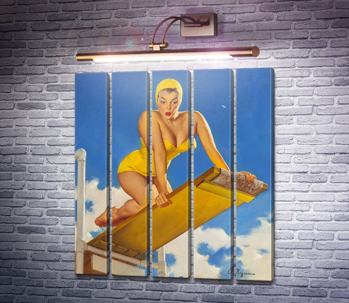 Модульная картина Высоко и страшно (Модуль №26) Джил Элвгрен (Gil Elvgren)