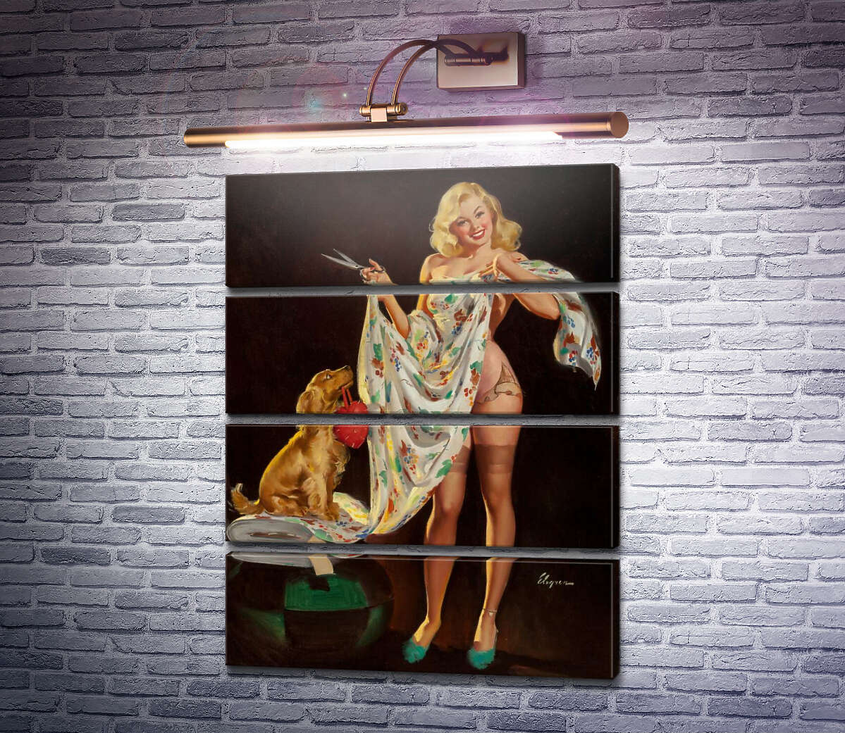 Модульная картина Модистка (Модуль №22) Джил Элвгрен (Gil Elvgren)