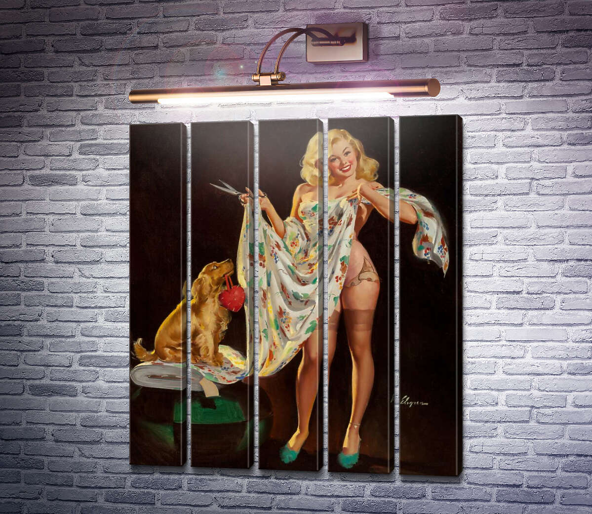 Модульная картина Модистка (Модуль №26) Джил Элвгрен (Gil Elvgren)
