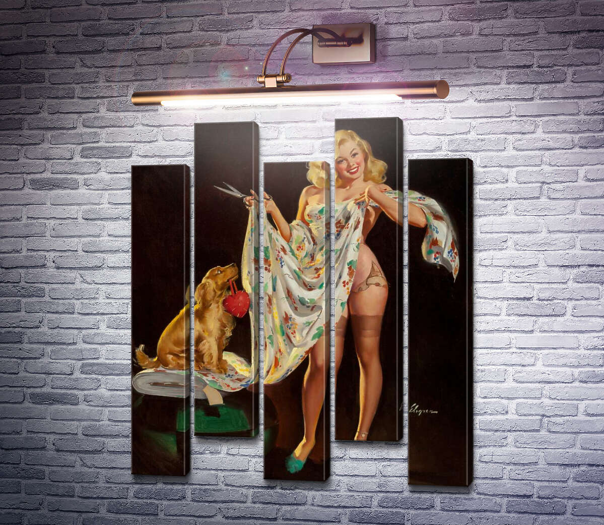 Модульная картина Модистка (Модуль №30) Джил Элвгрен (Gil Elvgren)
