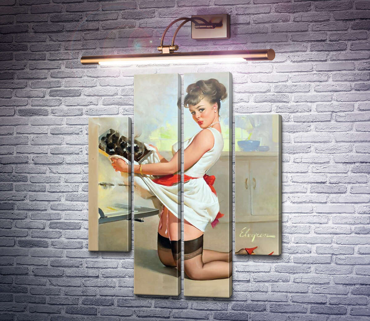 Модульна картина Давай поїмо не вдома? (Модуль №20) Джил Елвгрен (Gil Elvgren)