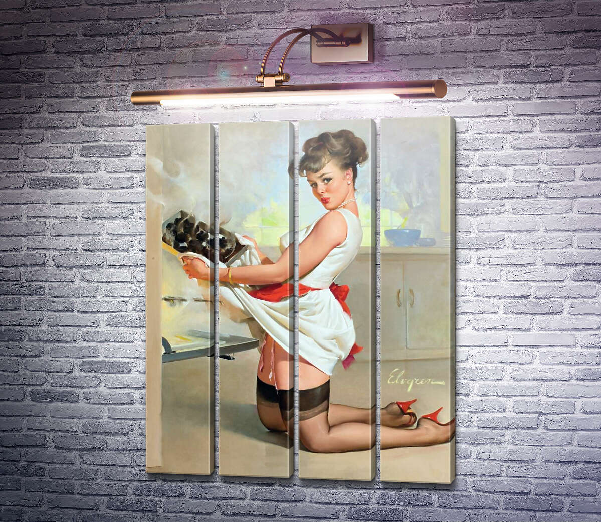 Модульная картина Давай поедим не дома? (Модуль №24) Джил Элвгрен (Gil Elvgren)