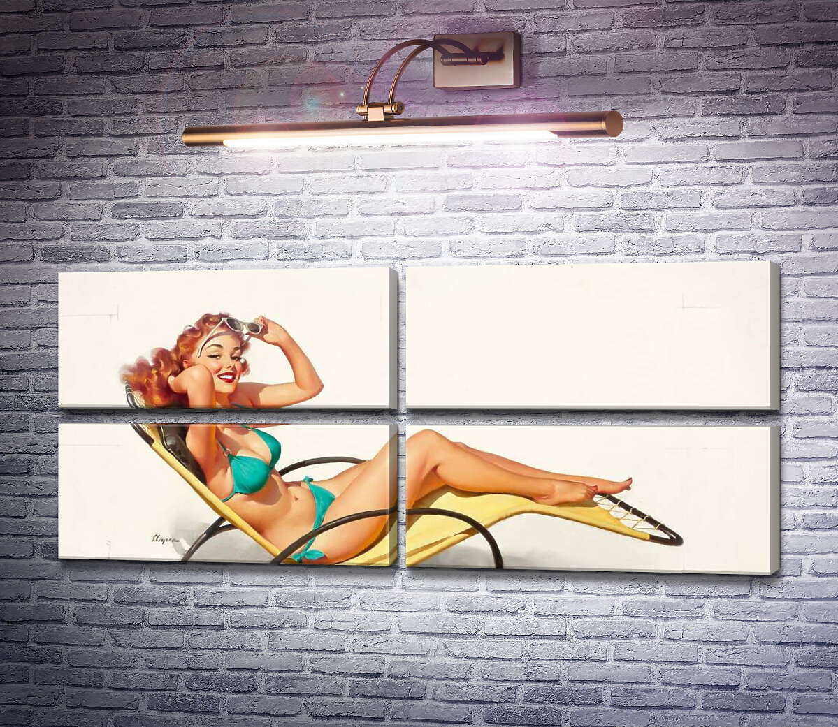 Модульная картина Бирюзовое бикини (Модуль №25) Джил Элвгрен (Gil Elvgren)
