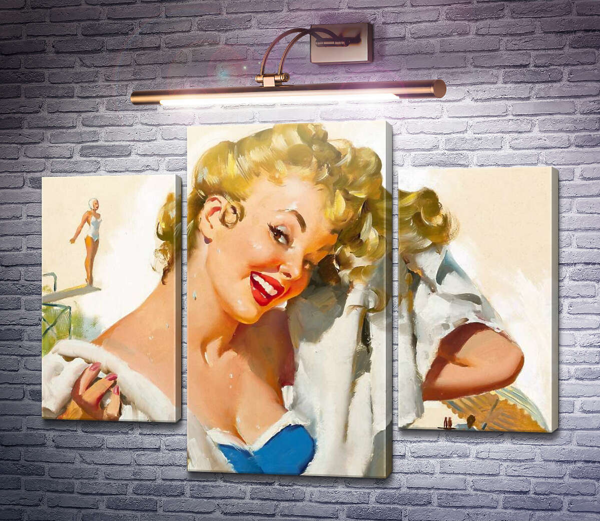 Модульна картина Розваги в басейні (Модуль №10) Джил Елвгрен (Gil Elvgren)