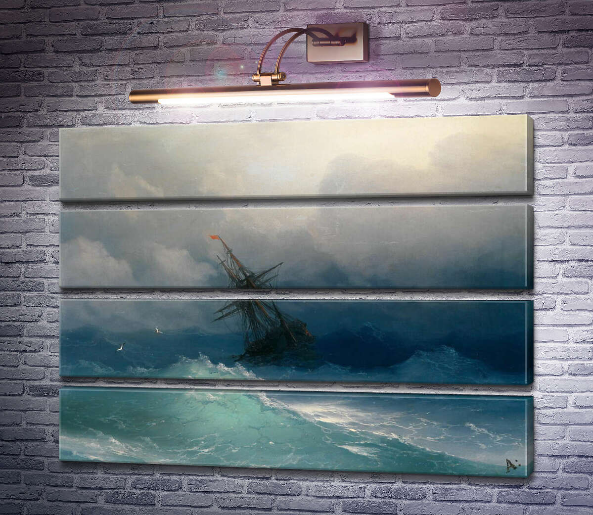 Модульная картина Корабль среди бурного моря (Модуль №22) Иван Айвазовский