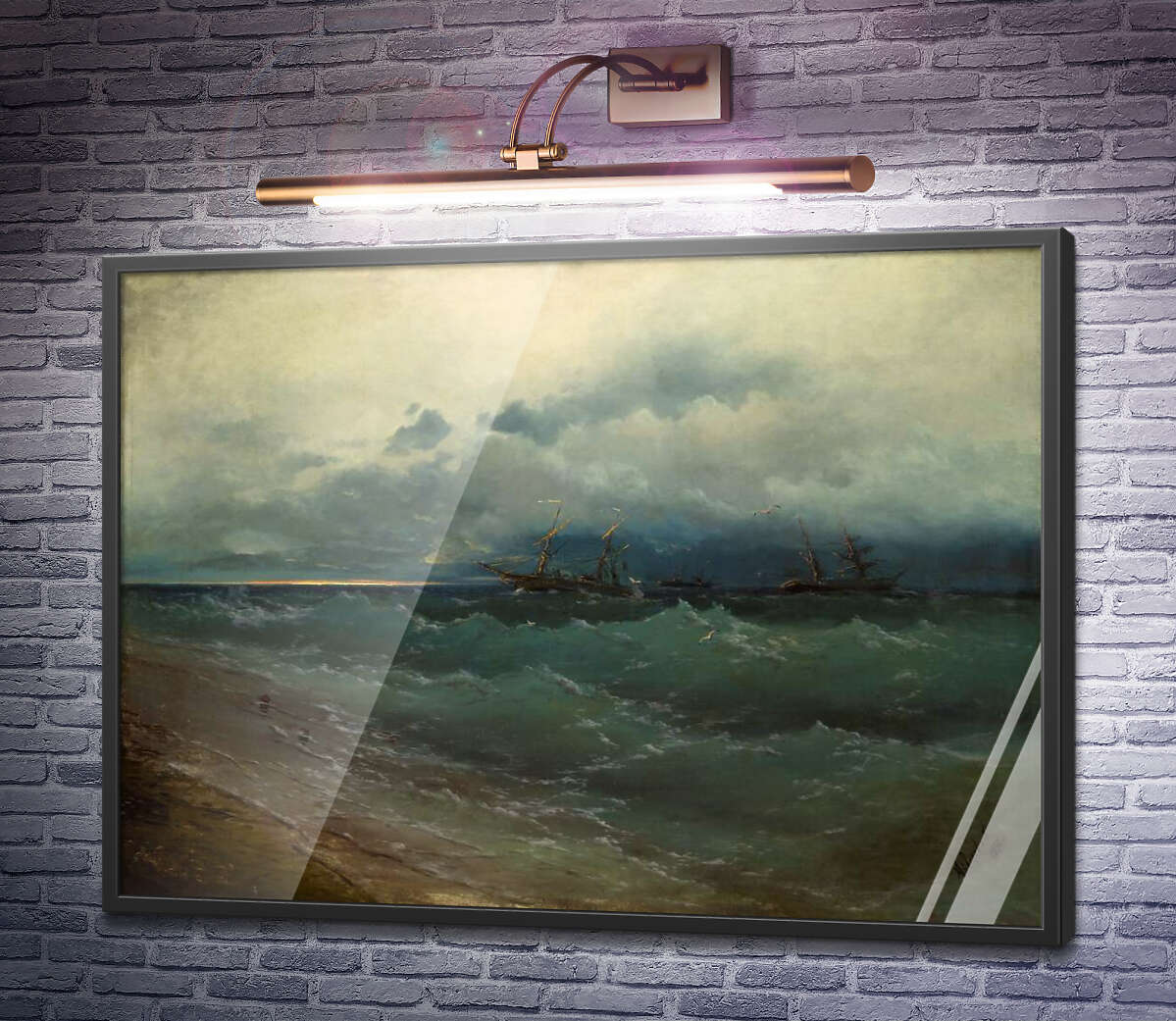 Постер Кораблі в шторм на зорі Іван Айвазовський