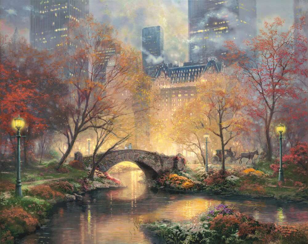 репродукція картина-постер  Центальний парк восени Томас Кінкейд