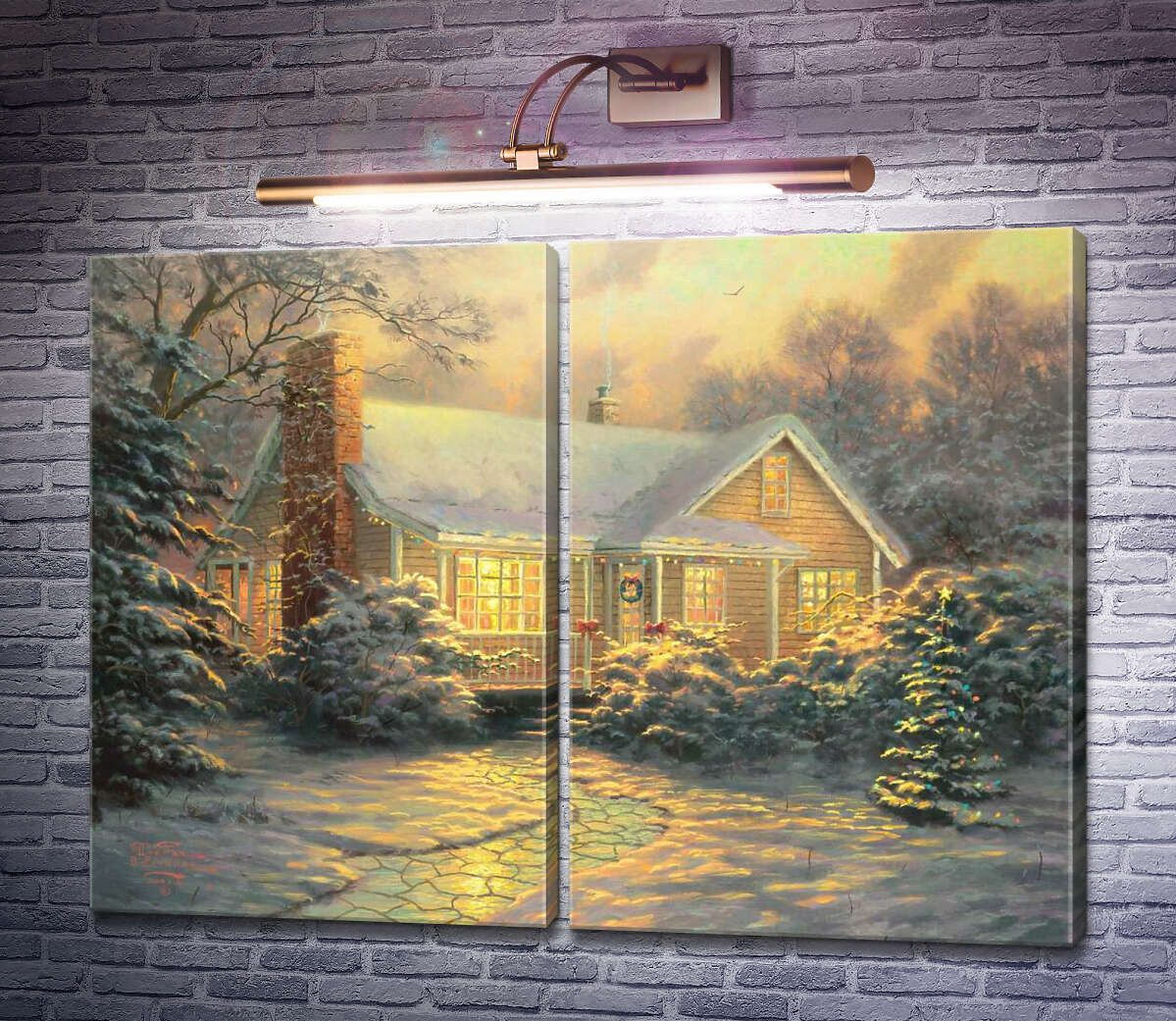 Модульна картина Будиночок в Різдвяний вечір Томас Кінкейд