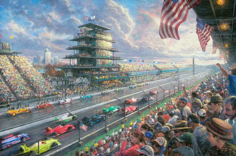 репродукция картина-постер  100 лет гонок на автодроме Индианаполиса Томас Кинкейд