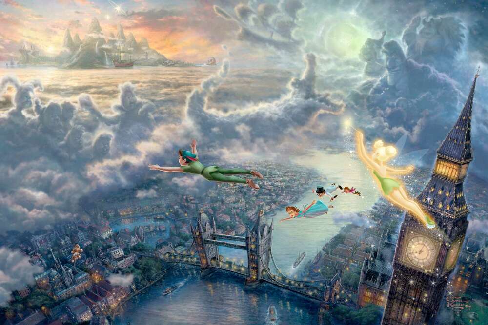 репродукція картина-постер  Дінь-Дінь і Пітер Пен летять в Неверленд Томас Кінкейд