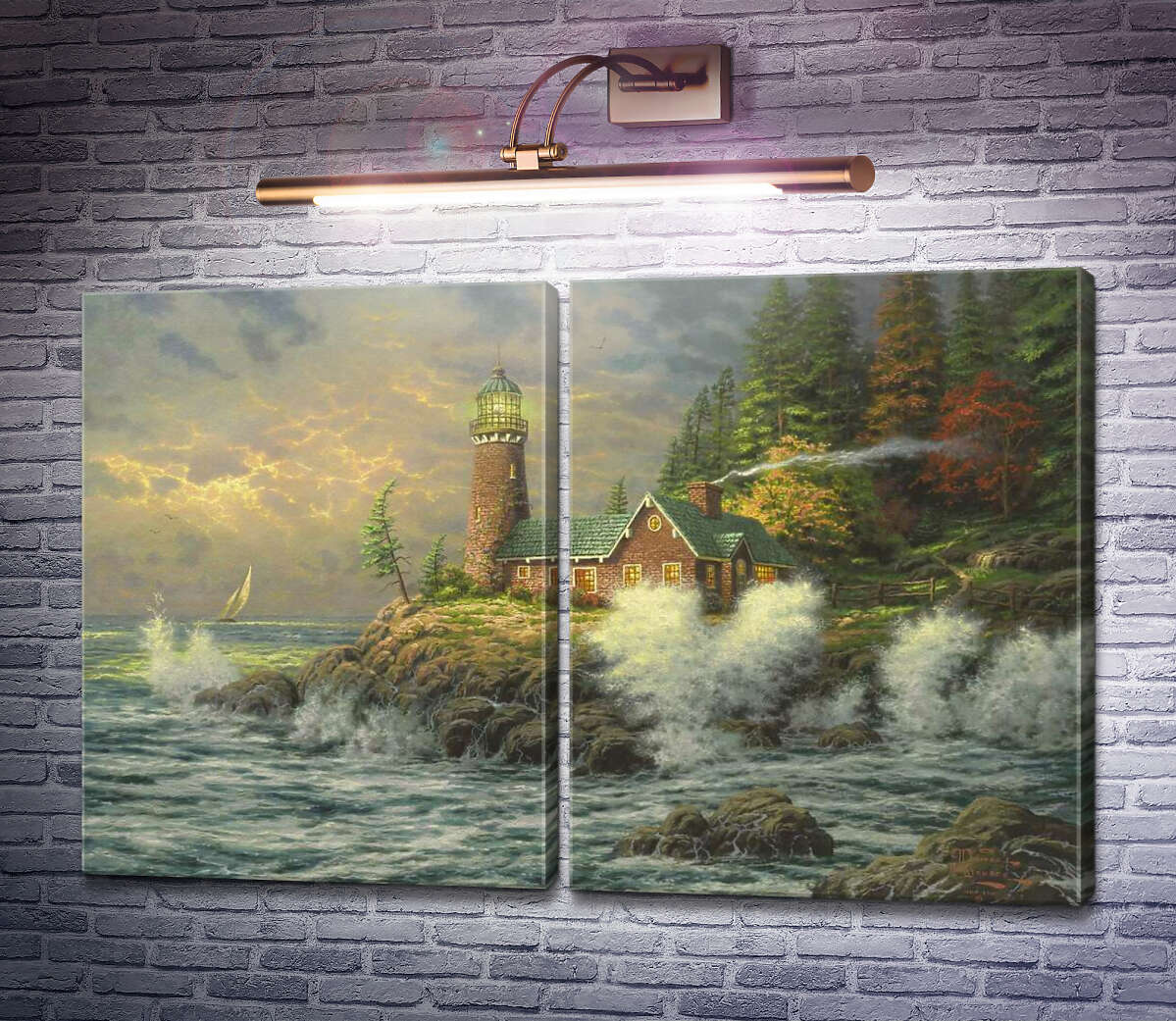 Модульна картина Хоробрість (Бурхливе море з вітрильником) Томас Кінкейд