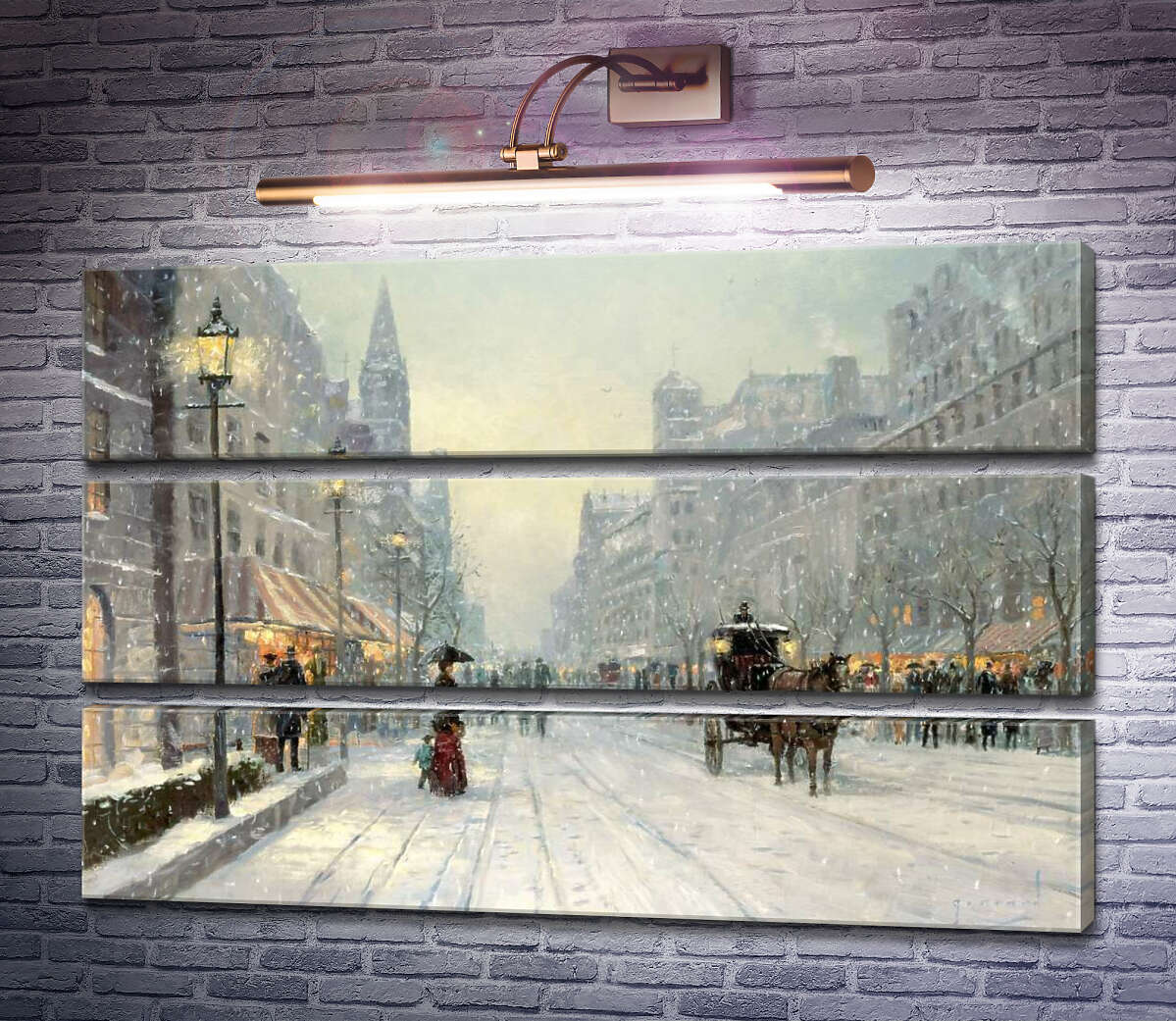 Модульная картина Зимний пейзаж, сумерки (Модуль №15) Томас Кинкейд