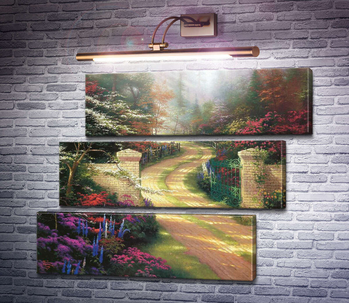 Модульная картина Весенний пейзаж с парковыми воротами (Модуль №17) Томас Кинкейд