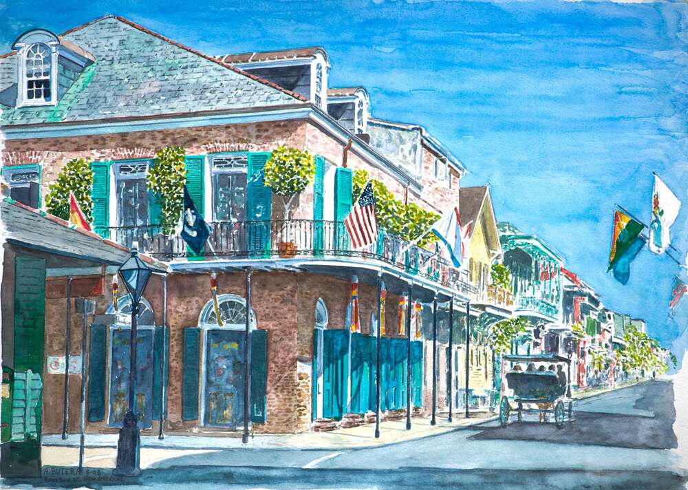 репродукція картина-постер  Бурбон Стріт в Новому Орлеані Ентоні Бутера