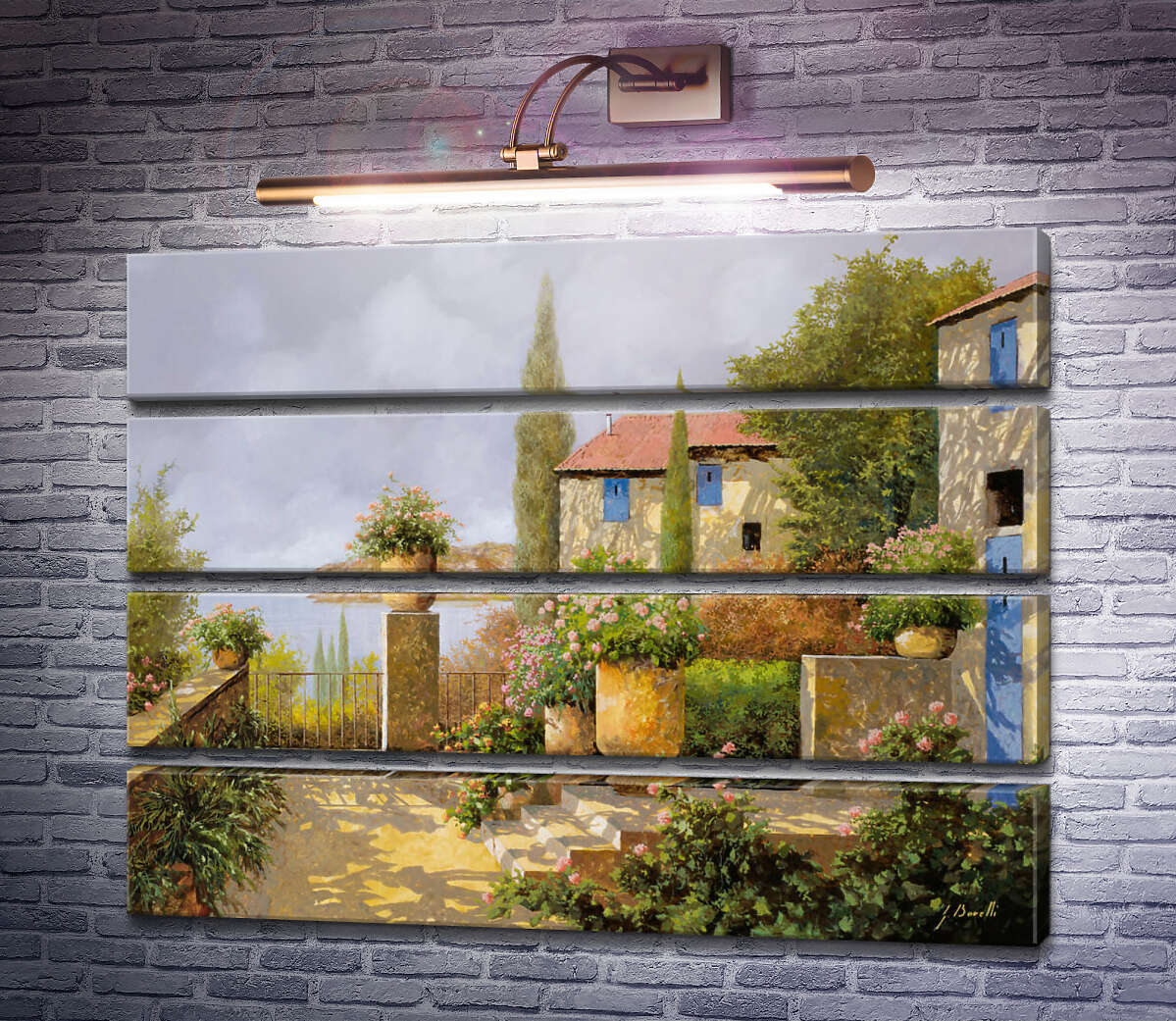 Модульна картина Дворик будинку з видом на море (Модуль №22) Гвідо Бореллі
