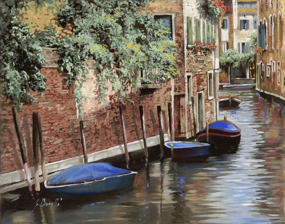 репродукция картина-постер  Лодки в Венеции Гвидо Борелли