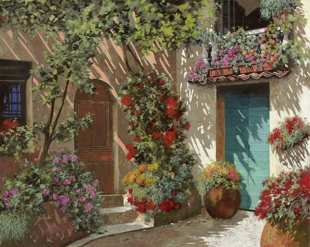 репродукція картина-постер  Квіти у внутрішньому дворику Гвідо Бореллі