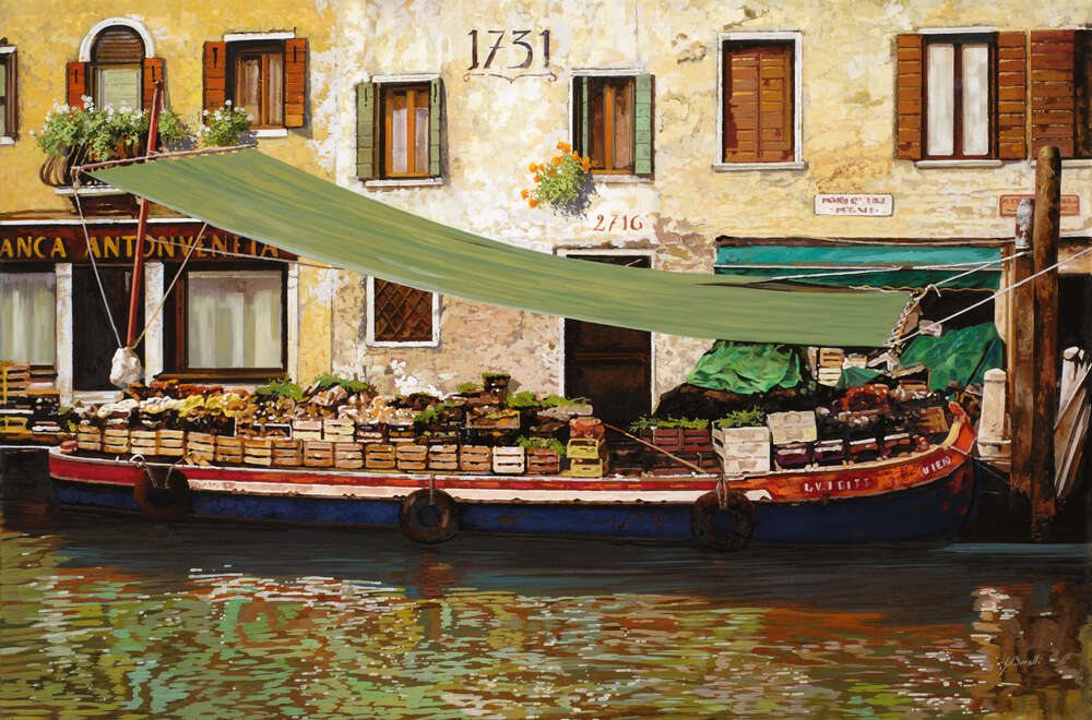 репродукція картина-постер  Плаваючий ринок у Венеції Гвідо Бореллі