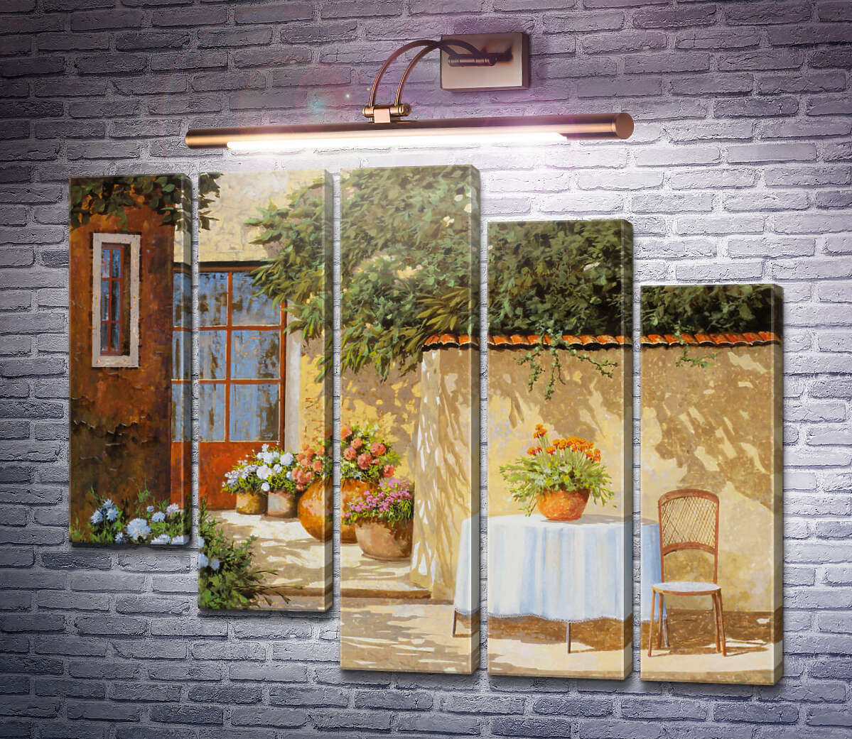 Модульна картина Пейзаж зі столиком біля стіни (Модуль №28) Гвідо Бореллі