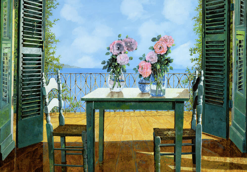 репродукція картина-постер  Троянди і балкон Гвідо Бореллі
