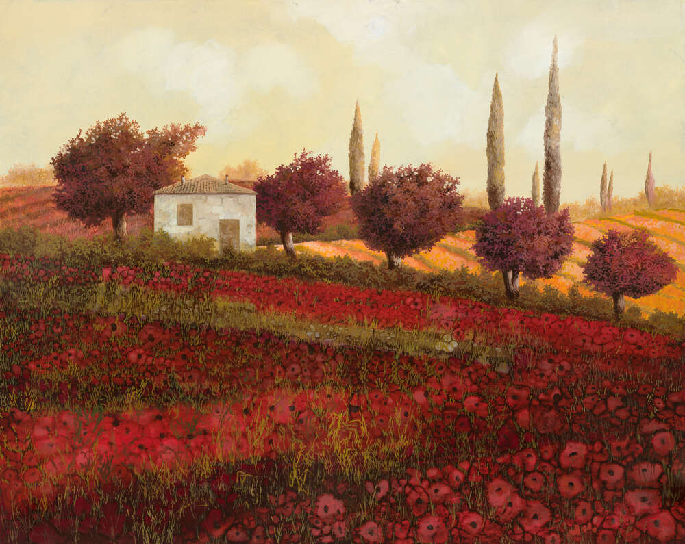репродукція картина-постер  Макове поле в Тоскані Гвідо Бореллі