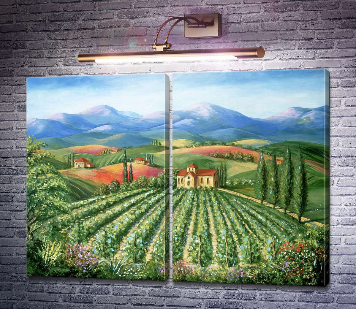 Модульна картина Тоскана, абатство з виноградником Мерилін Данлеп