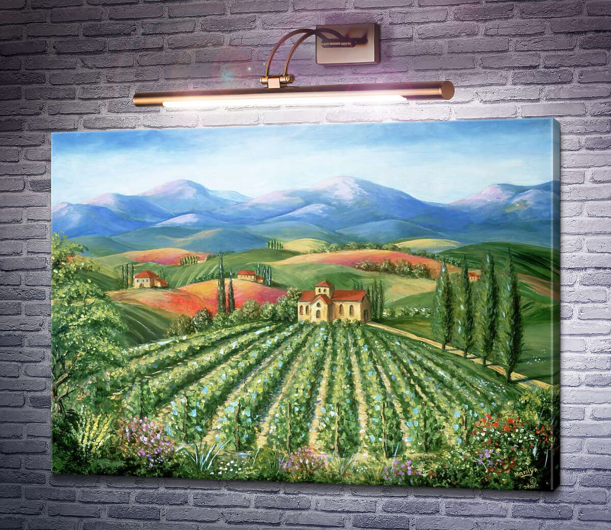 Картина Тоскана, аббатство с виноградником Мэрилин Данлэп