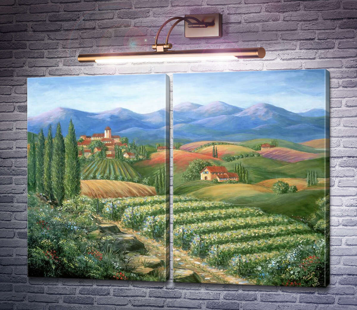 Модульна картина Тоскана, село і виноградники Мерилін Данлеп