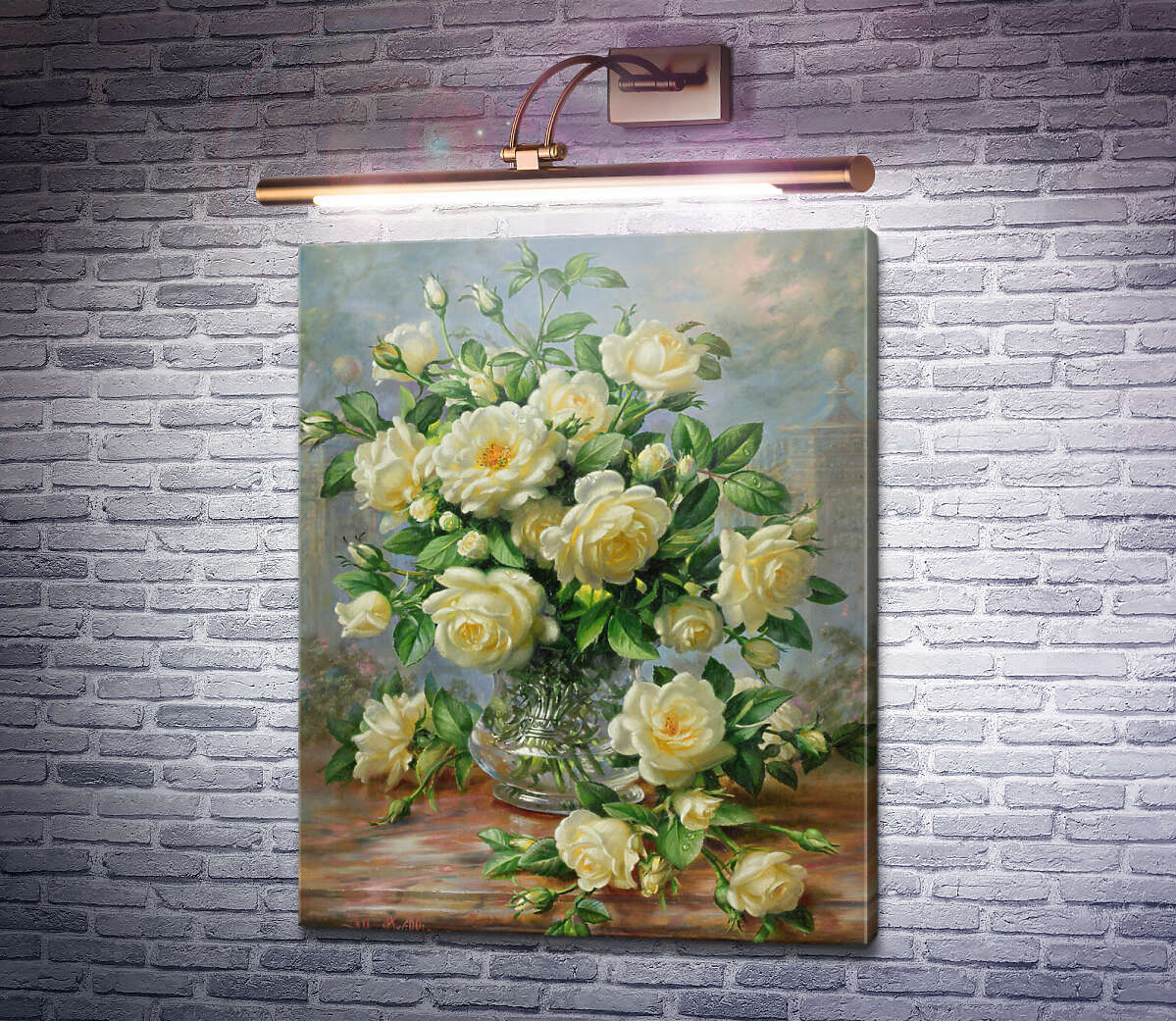 Картина Розы принцессы Дианы в стеклянной вазе Альберт Уильямс