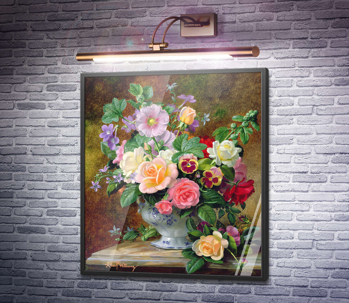 Постер Троянди, братки та інші квіти у вазі Альберт Вільямс
