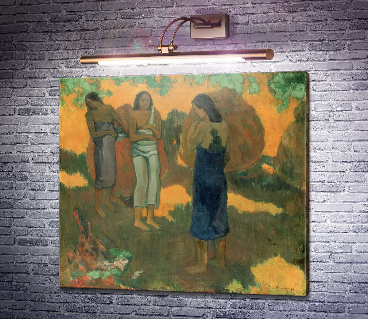 Картина Три таїтянки на жовтому тлі Поль Гоген