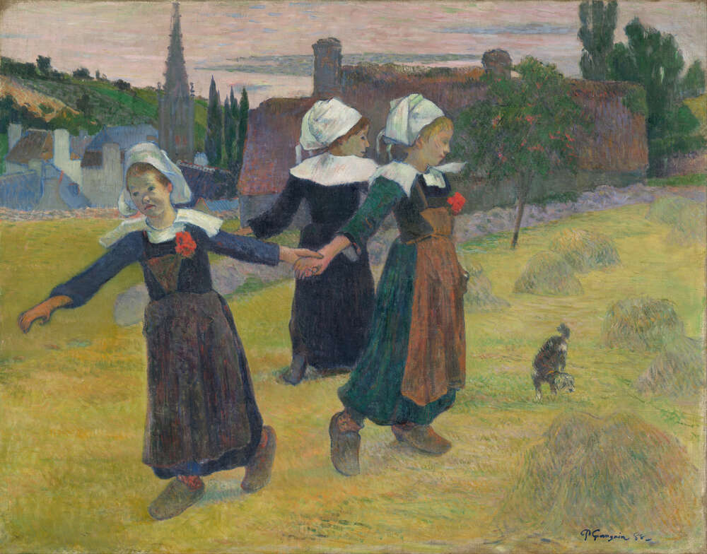 репродукція картина-постер  Бретонська дівчинки танцюють, 1888 Поль Гоген