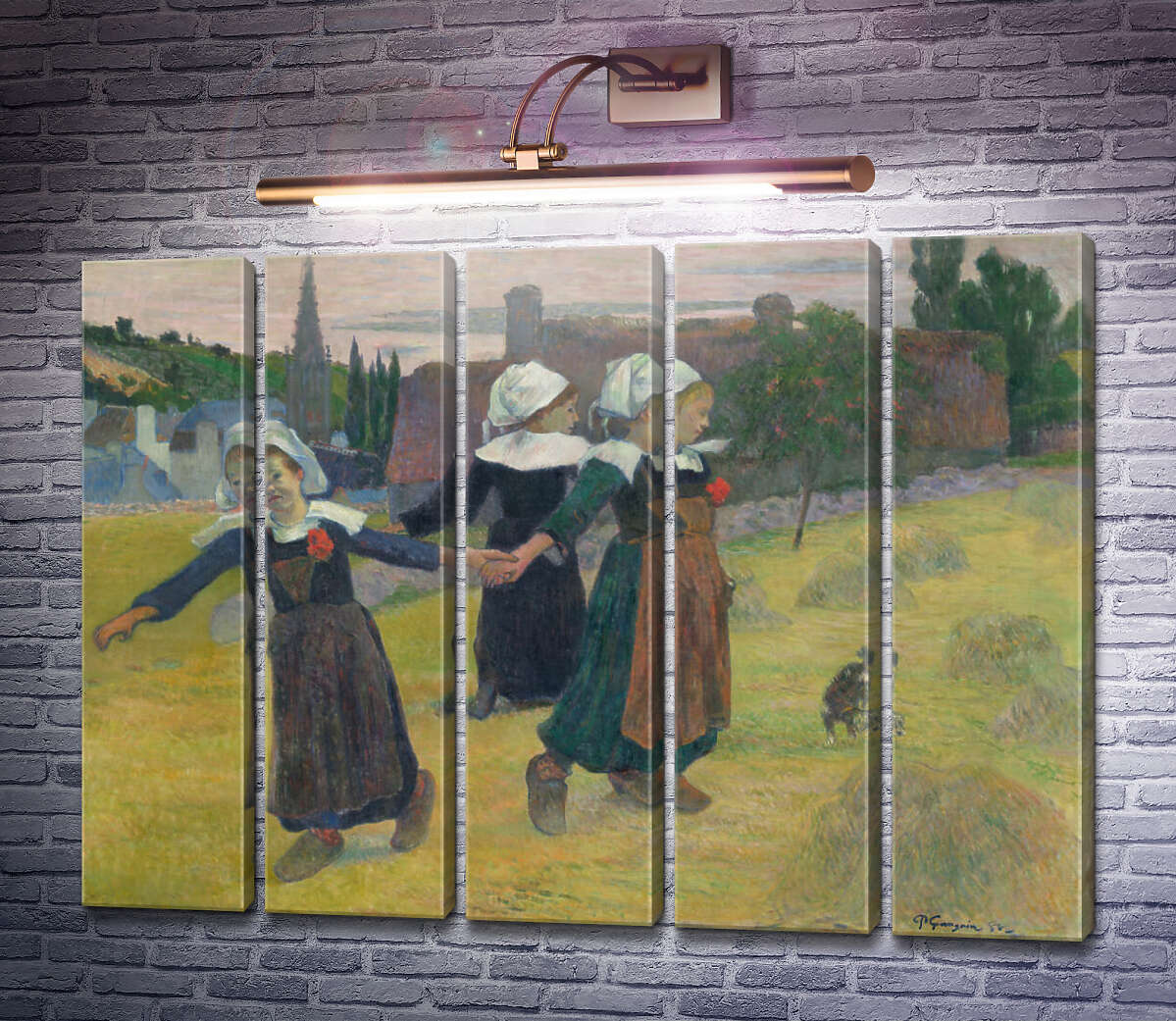 Модульна картина Бретонська дівчинки танцюють, 1888 (Модуль №26) Поль Гоген Модульна картина Бретонська дівчинки танцюють, 1888 (Модуль №26) Поль Гоген