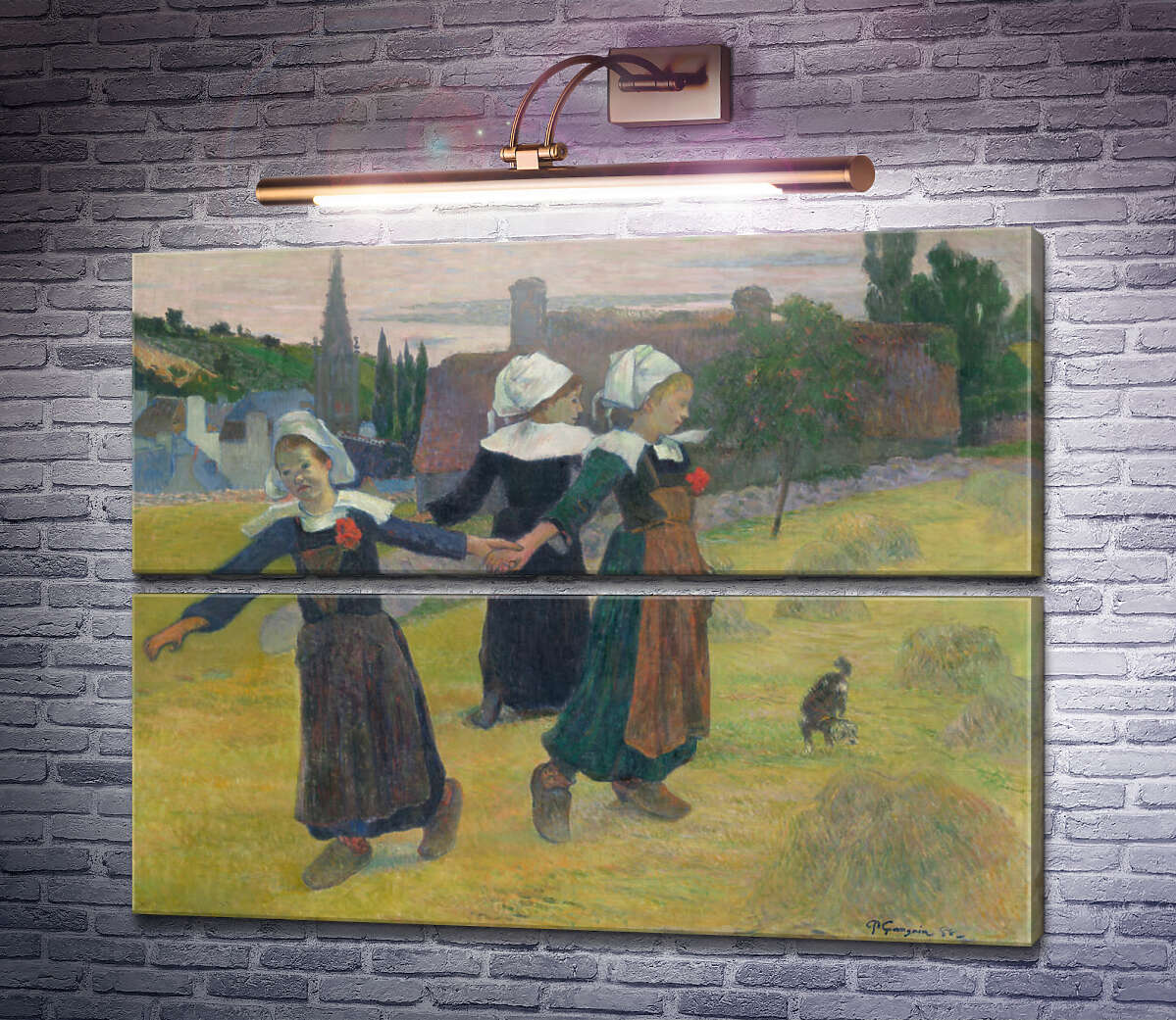 Модульна картина Бретонська дівчинки танцюють, 1888 (Модуль №7) Поль Гоген Модульна картина Бретонська дівчинки танцюють, 1888 (Модуль №7) Поль Гоген